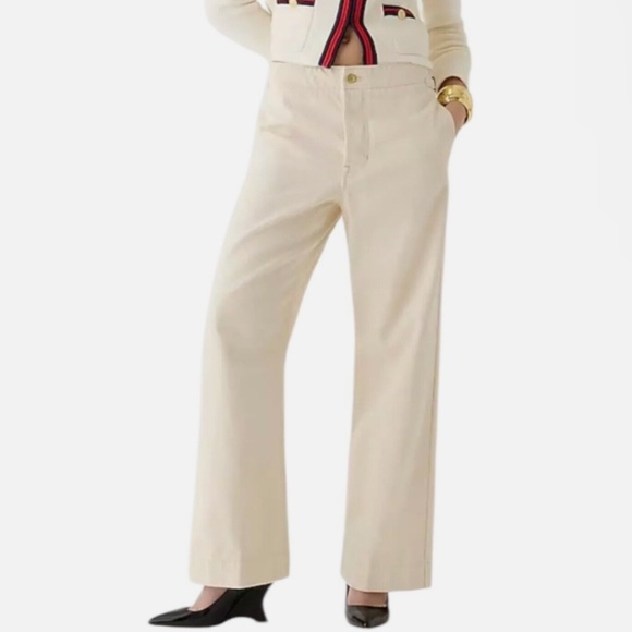 NWT J.Crew Woman’s Point Sur side-tab trouser in Ecru wash SZ 37 (US 24)